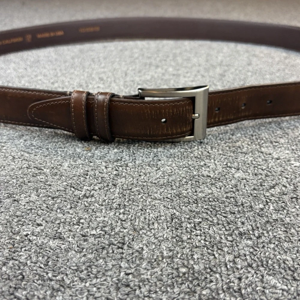 Allen Edmonds Italian Calfskin Brown Leather Belt Size 52 Made in USA‎ Dress